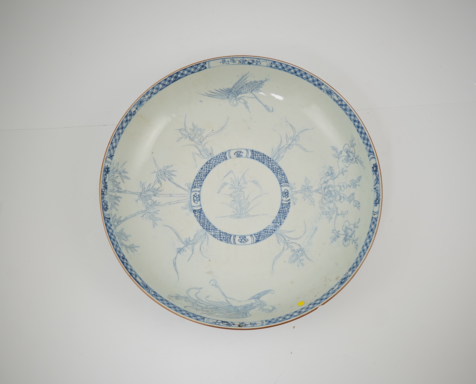A Chinese blue and white ‘crane and phoenix’ dish, Yongzheng period